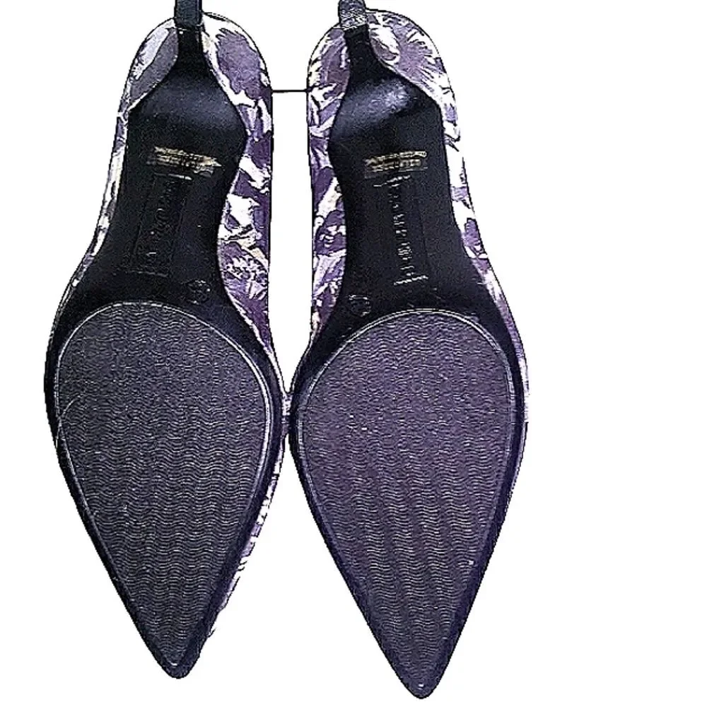 New Isaac Mizrahi Live Neutral Floral Metallic Julie Pumps Size 8 1/2 8.5